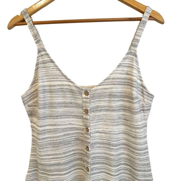 Lucky Brand Cream and Black Stripe Button Up Jersey Knit Sleeveless Midi Dress - Picture 5 of 9